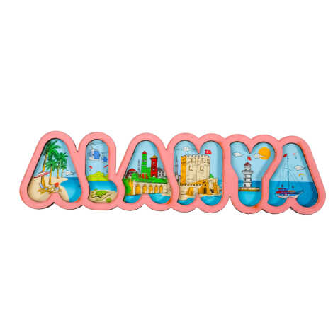 Toptan Alanya Temalı Myros Yazı Ahşap Magnet - 17