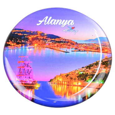 Toptan Alanya Temalı Myros Yuvarlak Magnet 67 mm - 12