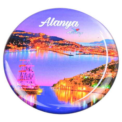 Toptan Alanya Temalı Myros Yuvarlak Magnet 67 mm - 12