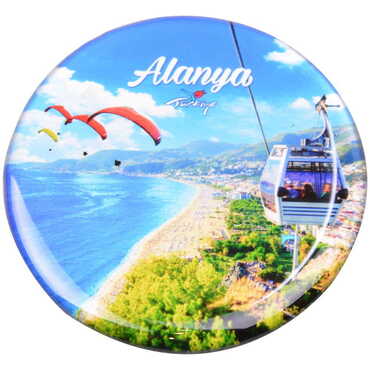 Toptan Alanya Temalı Myros Yuvarlak Magnet 67 mm - Myros