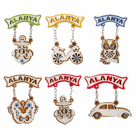 Toptan Alanya Temalı Myros Zincirli Ahşap Magnet - 3