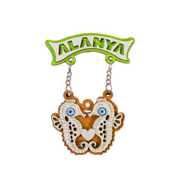 Toptan Alanya Temalı Myros Zincirli Ahşap Magnet - 8