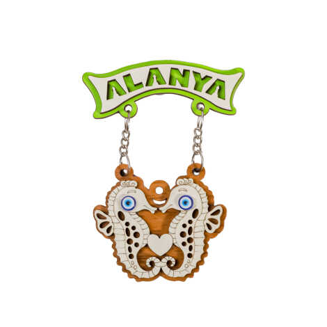 Toptan Alanya Temalı Myros Zincirli Ahşap Magnet - 8