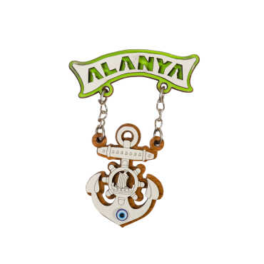 Toptan Alanya Temalı Myros Zincirli Ahşap Magnet - 1