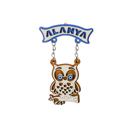 Toptan Alanya Temalı Myros Zincirli Ahşap Magnet - 11