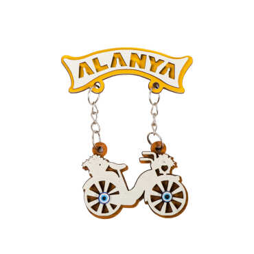 Toptan Alanya Temalı Myros Zincirli Ahşap Magnet - 14