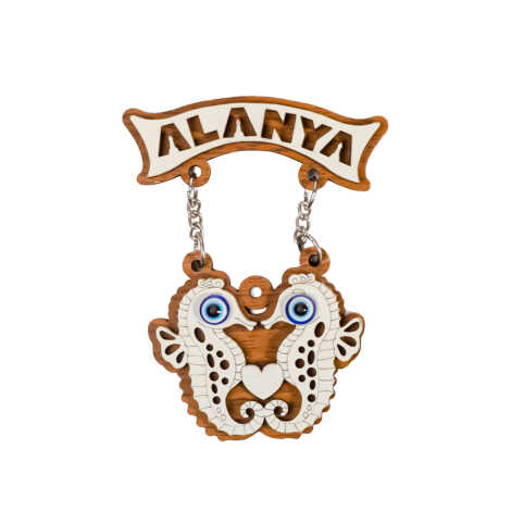 Toptan Alanya Temalı Myros Zincirli Ahşap Magnet - 15