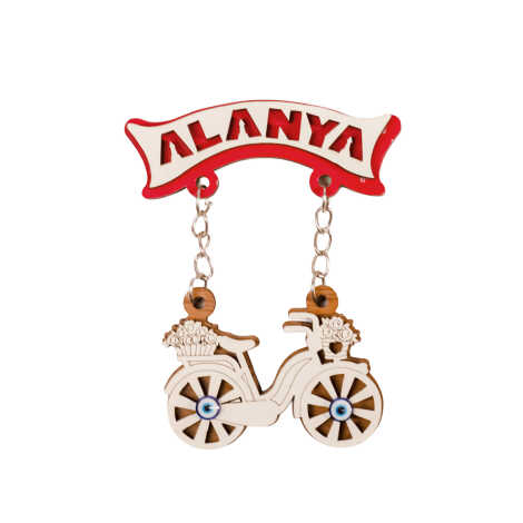 Toptan Alanya Temalı Myros Zincirli Ahşap Magnet - 16