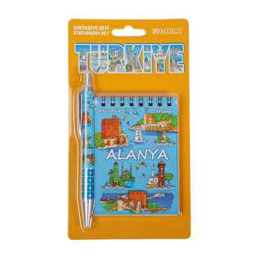 Alanya Themed Notebook and Click Ballpoint Pen Set