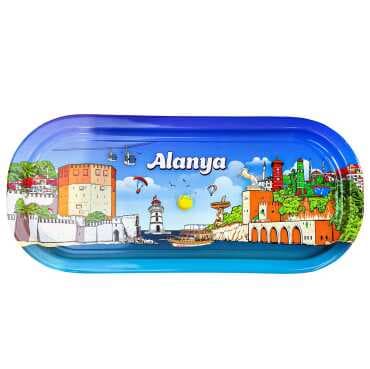 Alanya Themed Oval Tray 35x16 cm