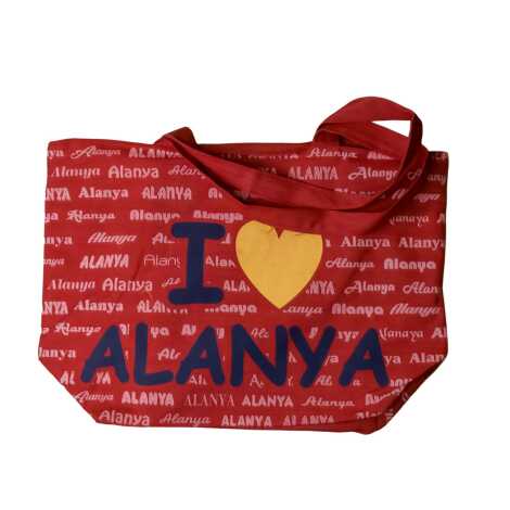 Alanya Temalı Plaj Çantası Kalpli - 9