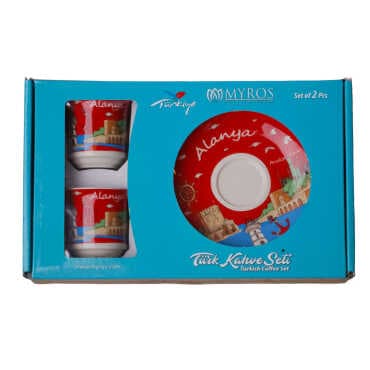 Alanya Themed Porcelain Coffee Set for Two