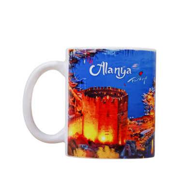 Toptan Alanya Temalı Seramik Özel Baskılı Kupa 80x95 mm - Myros
