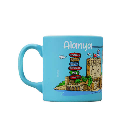 Toptan Alanya Temalı Seramik Renkli Baskılı Kupa 82x90 mm - 1