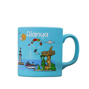Toptan Alanya Temalı Seramik Renkli Baskılı Kupa 82x90 mm - 2