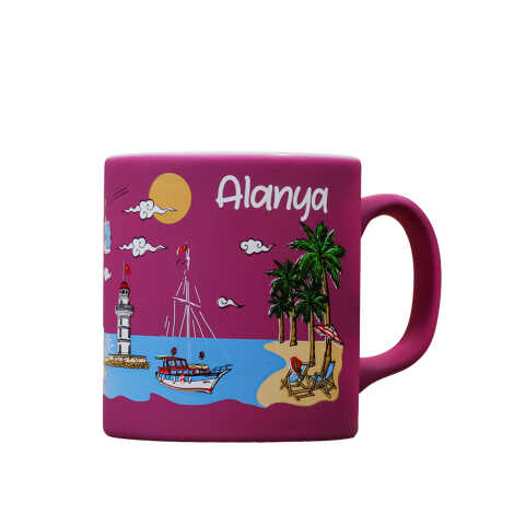 Toptan Alanya Temalı Seramik Renkli Baskılı Kupa Model B 82x90 mm - 2