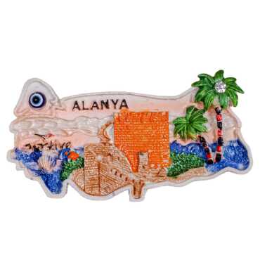 Toptan Alanya Temalı Taşli Ve Sedefli̇ Polyester Magnet - Myros