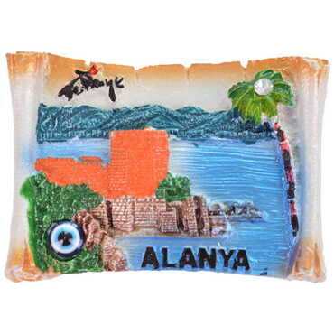 Toptan Alanya Temalı Taşlı ve Sedefli Polyester Magnet - Thumbnail