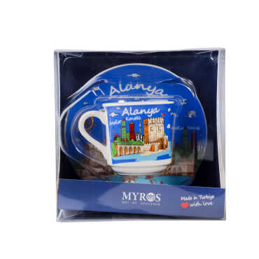 Alanya Temalı Tekli Porselen Kahve Fincanı - 7