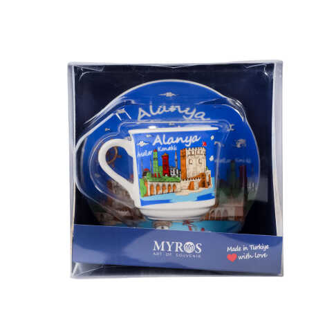 Alanya Temalı Tekli Porselen Kahve Fincanı - 7