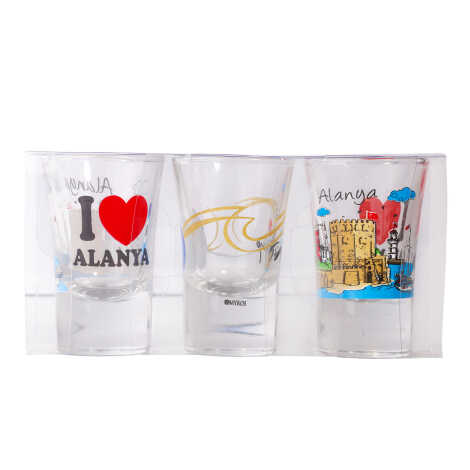 Alanya Temalı Üçlü Shot Bardak - 1