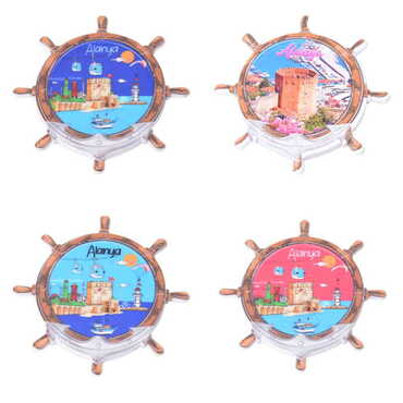 Toptan Alanya Temalı Uv Baskılı Dümen Şekilli Magnet 82x82 mm - 3