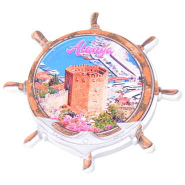 Toptan Alanya Temalı Uv Baskılı Dümen Şekilli Magnet 82x82 mm - 4