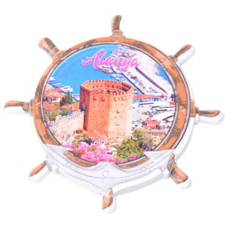 Toptan Alanya Temalı Uv Baskılı Dümen Şekilli Magnet 82x82 mm - 4