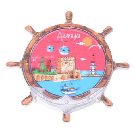 Toptan Alanya Temalı Uv Baskılı Dümen Şekilli Magnet 82x82 mm - 6