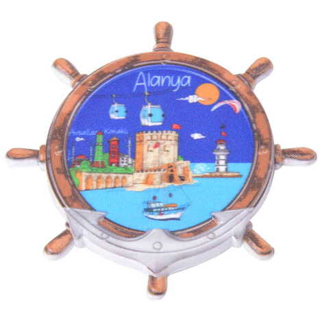Toptan Alanya Temalı Uv Baskılı Dümen Şekilli Magnet 82x82 mm - 7
