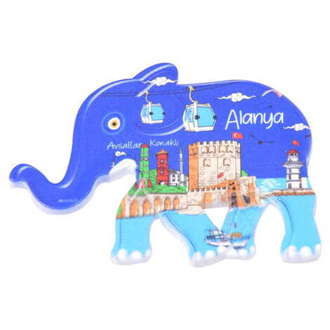 Toptan Alanya Temalı Uv Baskılı Fil Şekilli Magnet 86x62 mm - 6