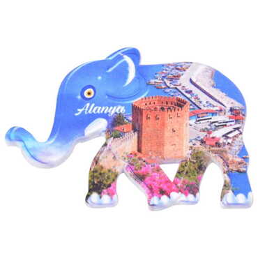 Toptan Alanya Temalı Uv Baskılı Fil Şekilli Magnet 86x62 mm - 7