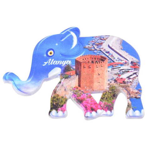 Toptan Alanya Temalı Uv Baskılı Fil Şekilli Magnet 86x62 mm - 7