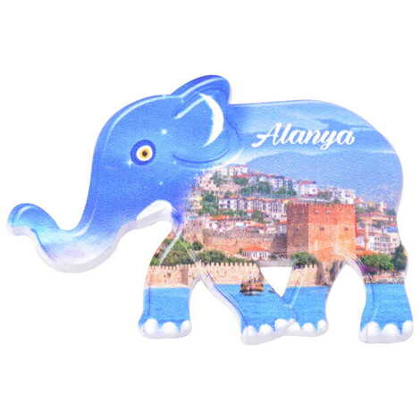 Toptan Alanya Temalı Uv Baskılı Fil Şekilli Magnet 86x62 mm - 9