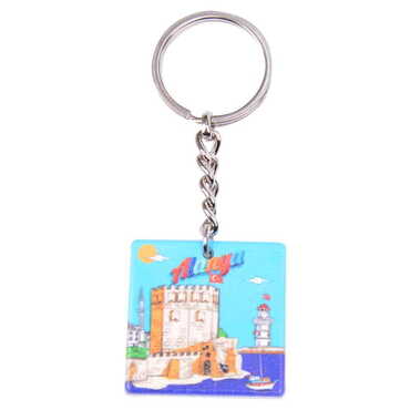 Alanya Themed Customised Uv Printed Plastic Base Round Keyring 40x108 mm - 6