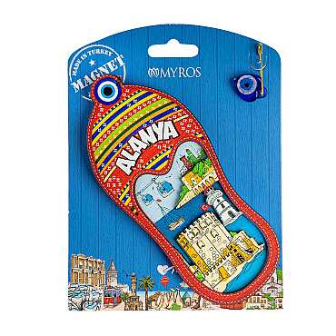 Alanya Temalı Uv Baskılı Kartonetli Ahşap Magnet - Myros