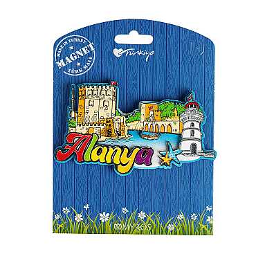 Alanya Temalı Uv Baskılı Kartonetli Ahşap Magnet - 7