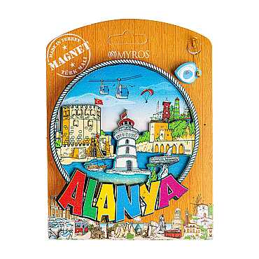 Alanya Temalı Uv Baskılı Kartonetli Ahşap Magnet - 9