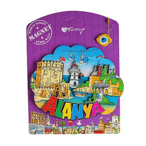 Alanya Temalı Uv Baskılı Kartonetli Ahşap Magnet - 11