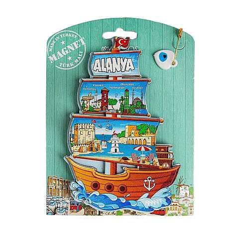 Alanya Temalı Uv Baskılı Kartonetli Ahşap Magnet - 12
