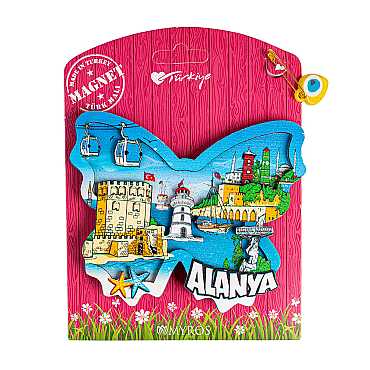 Alanya Temalı Uv Baskılı Kartonetli Ahşap Magnet - 13
