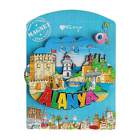 Alanya Temalı Uv Baskılı Kartonetli Ahşap Magnet - 14