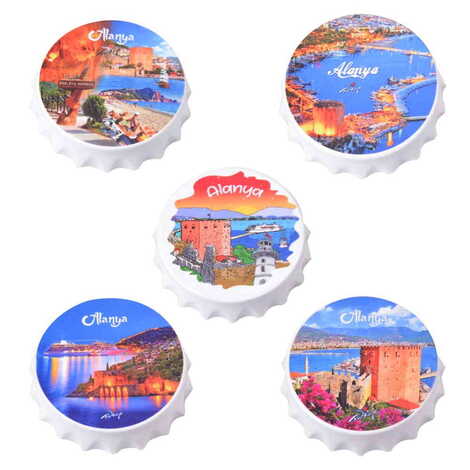 Toptan Alanya Temalı Uv Baskılı Küçük Kapak Açacak Magnet 58x15 mm - 3