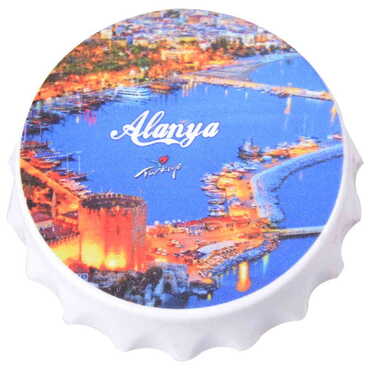 Toptan Alanya Temalı Uv Baskılı Küçük Kapak Açacak Magnet 58x15 mm - 4