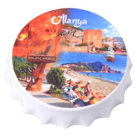 Toptan Alanya Temalı Uv Baskılı Küçük Kapak Açacak Magnet 58x15 mm - 5