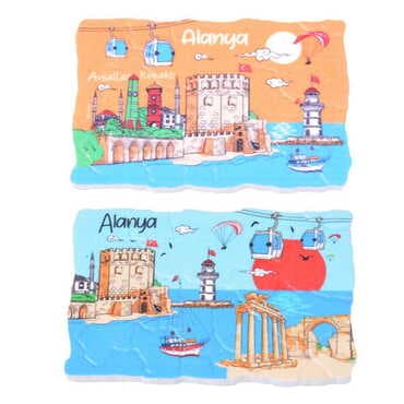 Alanya Themed Customised UV Printed Plastic Base Mosaic Pattern Rectangle Fridge Magnet 80x50 mm - 2
