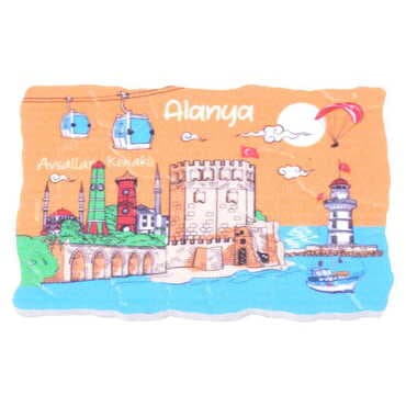 Alanya Themed Customised UV Printed Plastic Base Mosaic Pattern Rectangle Fridge Magnet 80x50 mm - 3