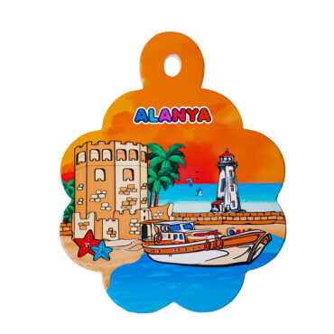 Alanya Themed UV Printed Daisy Handle Trivet