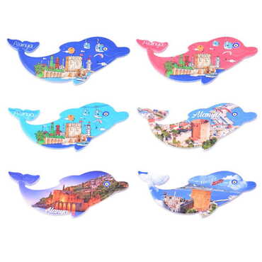 Toptan Alanya Temalı Uv Baskılı Yunus Şekilli Magnet 110x50 mm - 3