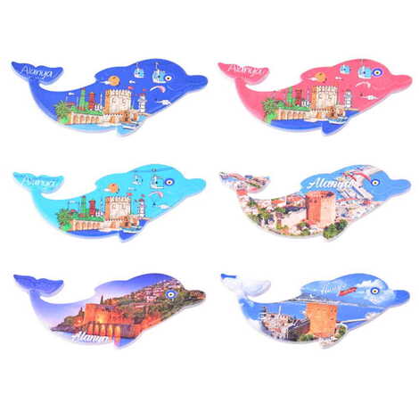 Toptan Alanya Temalı Uv Baskılı Yunus Şekilli Magnet 110x50 mm - 3